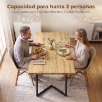 HOMCOM Mesa de Comedor para 2 Personas con Tablero Grueso Patas Metálicas Estilo Moderno 110x67x75,5 cm Roble(m-4)