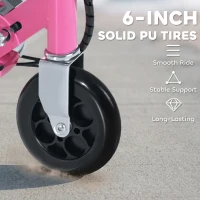 HOMCOM Foldable Powered Scooter with Adjustable Handle, Brake, Pink(m-6)
