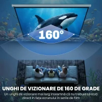 HOMCOM Ecran pentru Proiector 100" Raport 16:9, Montare pe Perete și Tavan pentru Acasă și Birou, Alb(m-5)