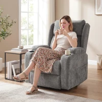 HOMCOM Power Lift Recliner Chair with Vibration Massage and Heat, Chenille Riser and Recliner Armchair for Elderly, Grey(m-9)