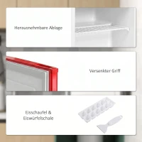 HOMCOM Tischgefrierschrank mit 35 Liter Kapazität, kleiner Gefrierschrank mit umkehrbarer Tür, Rot(m-7)