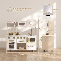 AIYAPLAY Play Kitchen, Kids Kitchen Playset with Rotating Coffee Machine, Storage Shelf, Stove, Gift for Kids 3-6 Years, White(m-3)