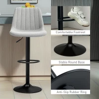 HOMCOM Set of Two Chenille-Feel Tub Bat Stools - Grey(m-8)