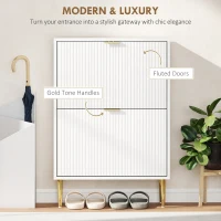 HOMCOM Elegant Two-Drawer Shoe Cabinet - White(m-4)