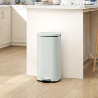 HOMCOM 30L Küchenmülleimer Pedaleimer mit Deckel, Soft-Close- und Offenhalte-Funktion für Küche, Zuhause(m-2)