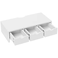 HOMCOM Suporte Elevatório para Monitor de Secretária com 3 Gavetas para PC e Portátil 51x24x13 cm Branco(m-1)