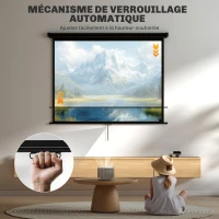 HOMCOM Écran de projection de 84 pouces, écran vidéoprojecteur, 4:3 4K HD, fixation mur ou plafond, 181l x 8P x 138H cm, noir(m-8)