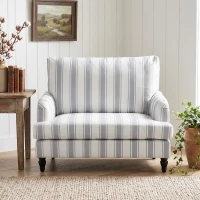 HOMCOM Velvet Single Sofa Armchair, Modern Accent Chair with Stripes, Turned Legs and Wide Seat, Grey(m-8)