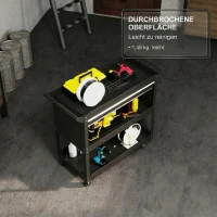 DURHAND Carrello 3 Livelli in Acciaio con Cassetto, Porta Utensili Laterale e Maniglia, Nero(m-9)