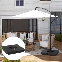 Outsunny Umbrella Weights for Cantilever Parasols, Set of 4 Heavy Duty Parasol Base Weights, 64kg Sand or 55kg Water Filled, Black(m-10)