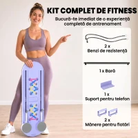 SPORTNOW Platformă Pilates 5 în 1 Pliabilă, Set Reformer pentru Antrenament Acasă, PP, Albastru Deschis(m-6)