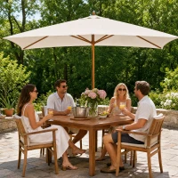 Outsunny Parasol Droit parasol de jardin rectangulaire Bois Polyester Haute densité 3 x 2 m crème(m-11)