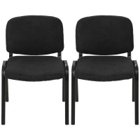 HOMCOM Linen-Look Fabric Reception Chairs, Stackable Meeting Chairs Set of 2 with Backrest, Padded Seat for Office, Black(m-15)