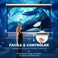 HOMCOM Écran de Projection 120" 4:3 HD 4K, Boîtier en Métal, Écran Hauteur Réglable Manuellement, 244x183cm, Blanc(m-6)