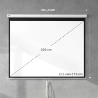 HOMCOM Écran de Projection 120" 4:3 HD 4K, Boîtier en Métal, Écran Hauteur Réglable Manuellement, 244x183cm, Blanc(m-3)