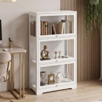HOMCOM Vitrine Expositora para Coleções com 3 Níveis e Portas Elevatórias em Acrílico para Figuras 59x30x106 cm Branco(m-10)