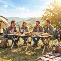 Outsunny 4ft Folding Camping Table, Waterproof Picnic Table with Roll Up Top, Carrying Bag and Metal Frame, Dark Brown(m-10)