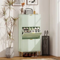 HOMCOM Elegant Three-Drawer Shoe Cabinet - Light Green(m-2)
