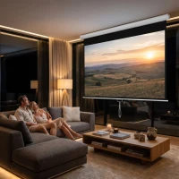 HOMCOM Écran de projection TV et Home Cinema de 100 Pouces vidéo projecteur 16:9 4K HD, fixation mural ou plafond(m-16)