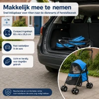 PawHut Opvouwbare Hondenbuggy voor Herstellende Honden en Katten tot 10 kg Blauw/Zwart(m-7)