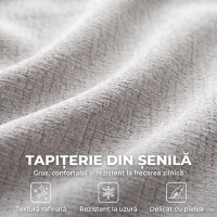 HOMCOM Canapea 3 Locuri cu Șezut Larg și Tapițerie Chenille, Spumă, 244x95x70 cm, Gri Deschis(m-7)