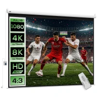 HOMCOM Projectiedoek- Elektrisch, 100 Inch, 4:3, 203x152 cm, Wit(m-7)