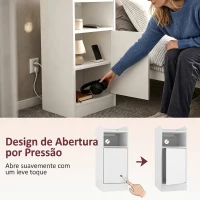 HOMCOM Conjunto de 2 Mesas de Cabeceira Estreitas com Estação de Carregamento, Porta, Compartimento Aberto e Prateleira Ajustável, Branco(m-7)