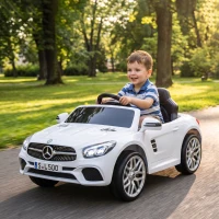 AIYAPLAY Coche Eléctrico de Niños Mercedes-Benz SL500 12V con Mando a Distancia 2,4G 2 Motores Suspensión Arranque Suave Blanco(m-10)