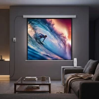HOMCOM Ecrã de Projeção Elétrico 85'' com Comando Remoto, Formato 1:1, 152x152 cm, Branco(m-8)