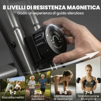 SPORTNOW Cyclette Magnetica con Resistenza a 8 Livelli, Display LCD e App Bluetooth, in Acciaio Q195 Nero(m-5)