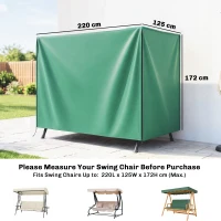 Outsunny 220 x 125cm Three-Seater Swing Chair Protective Cover - Green(m-3)