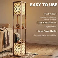 HOMCOM Duo Light Floor Shelves - Rustic Brown(m-6)