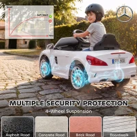 AIYAPLAY Voiture Électrique Enfants 12V Mercedes-Benz SL500, 3-5 km/h, 2 Moteurs, Télécommande 2,4G, pour 3-5 Ans, Blanc(m-4)