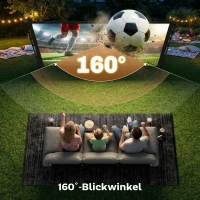 HOMCOM 254 cm 16:9 HD 4K/8K projectiescherm met standaard, draagbaar dubbelzijdig projectiescherm met inklapbare statieven, wit(m-6)