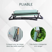 Outsunny Tabouret de Jardin Pliable agenouilloir de Jardin siège Jardinage avec Coussin Acier EVA Noir Vert(m-5)