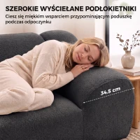 HOMCOM Canapea 2 Locuri din Chenille Fără Structură, cu Șezut Larg și Brațe Largi, 174x91x61 cm, Gri Închis(m-5)