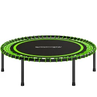 SPORTNOW Cama Elástica Fitness Ø114 cm con Marco de Acero Reforzado para Entrenamiento Piernas Cuerpo Verde y Negro(m-1)
