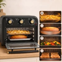 HOMCOM Air Fryer Toaster Oven, Convection Countertop Oven, with Adjustable Temperature and Timer, 12 L, Black(m-5)