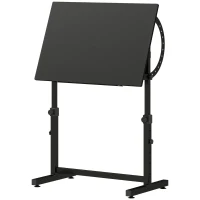 HOMCOM Mesa de Dibujo Inclinable 0°-85°, Escritorio de Dibujo Regulable en Altura con Tope Antideslizante, Estructura de Acero, Negro(m-1)