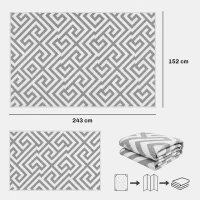 Outsunny Outdoor Rug Reversible Mat Plastic Straw Rug Portable RV Camping Mat for Garden Deck Picnic Indoor, 152 x 243 cm (5 x 8 ft), Light Grey & White(m-3)