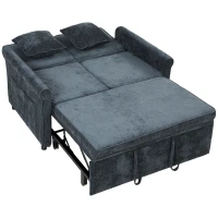 HOMCOM 2 Seater Sofa Bed 3-in-1 Convertible Chenille Pull Out Sleeper Sofa with 5-Position Adjustable Backrest, Dark Blue(m-1)