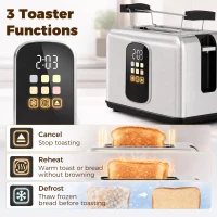 HOMCOM 2 Slice Smart Toaster with Touch Screen & LED Countdown, Toaster with Warming Rack, 6 Browning Levels, Memory Function(m-7)
