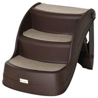 PawHut Escalier pour Chien Pliant à 3 Marches Antidérapantes, pour Chiens Âgés, Chiots, Lit, Canapé, 49x38x38cm, Marron(m-17)