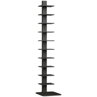 HOMCOM Bibliotecă Modernă Înaltă cu 11 Rafturi Economisitoare de Spațiu în Stil Industrial, 34.5x41.5x163.5 cm, Negru