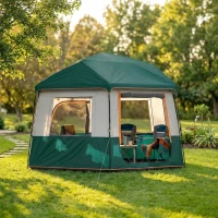 Outsunny Cabin Tent Easy Setup 3000mm Waterproof Camping Tent 4 Person with Carrying Bag Green(m-14)