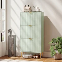 HOMCOM Elegant Three-Drawer Shoe Cabinet - Light Green(m-10)