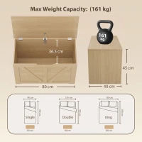HOMCOM 100L Home Storage Box, with Safety Hinge - Nature Wood Finish(m-3)