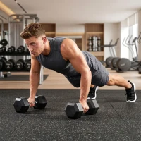HOMCOM Set Gantere Sală 2 x 8 kg cu Mâner Antiderapant pentru Fitness Acasă, Negru(m-8)