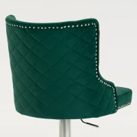 HOMCOM Bar Stools Set of 2, Modern Swivel & Adjustable Velvet Barstools with Button-Tufted Back, Footrest for Home Bar, Green(m-12)