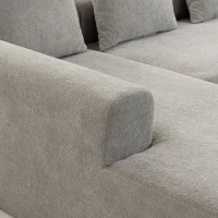HOMCOM Sofá de Canto em Chenille, Sofá 3 Lugares em L 242 cm com Chaise Longue, Assento Profundo, Braços Largos, Cinza Claro(m-7)